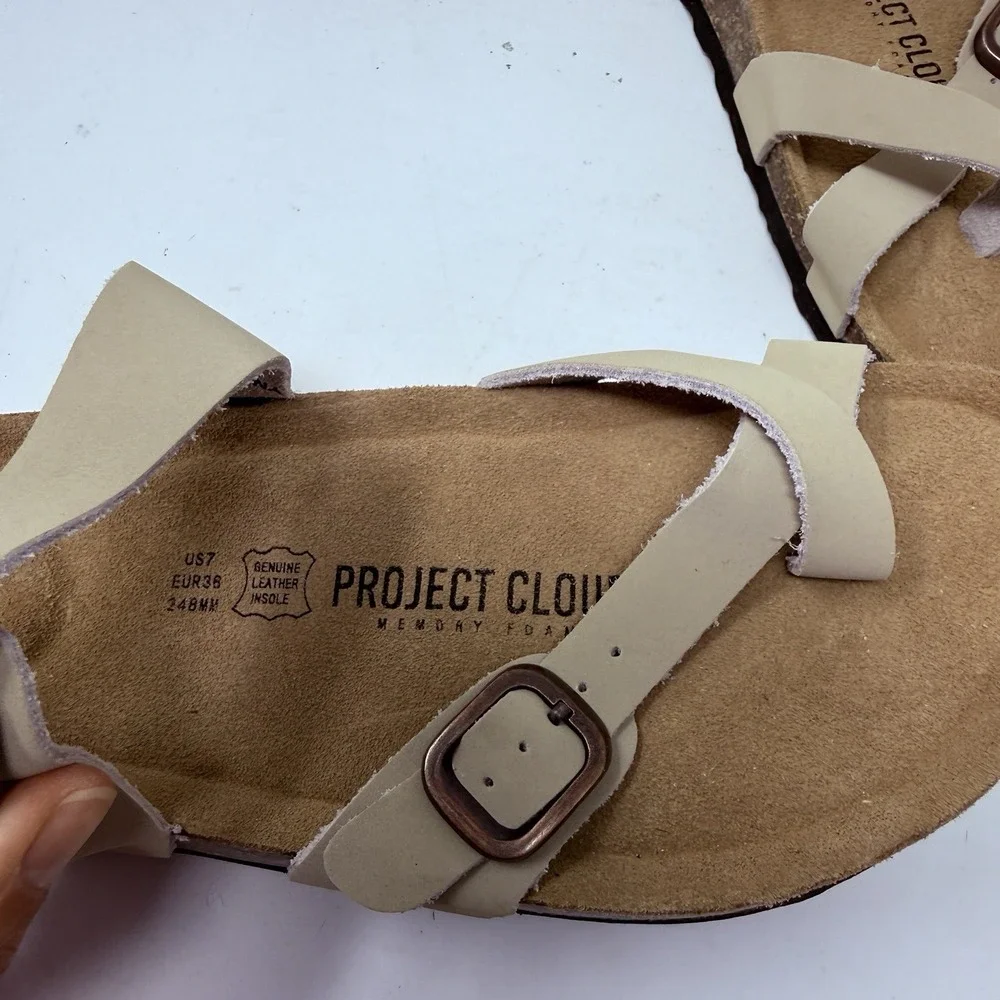 Project Cloud Genuine Leather Womens Sandals - Comfortable Cork Tan size 7